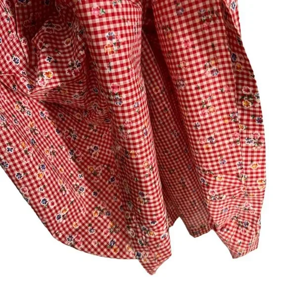 Handmade Gingham Country Top Full Length Skirt Bonnet Set Large - Picture 3 of 9